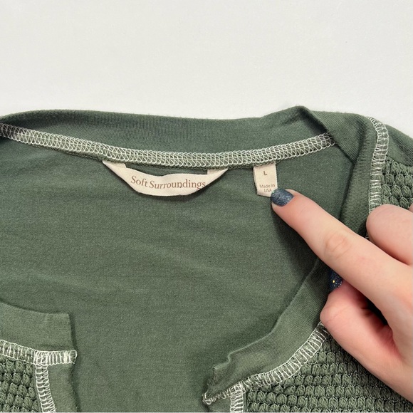 Soft Surroundings Hallie Henley Long Sleeve Asymmetrical Tunic Top - green, L - Picture 3 of 8